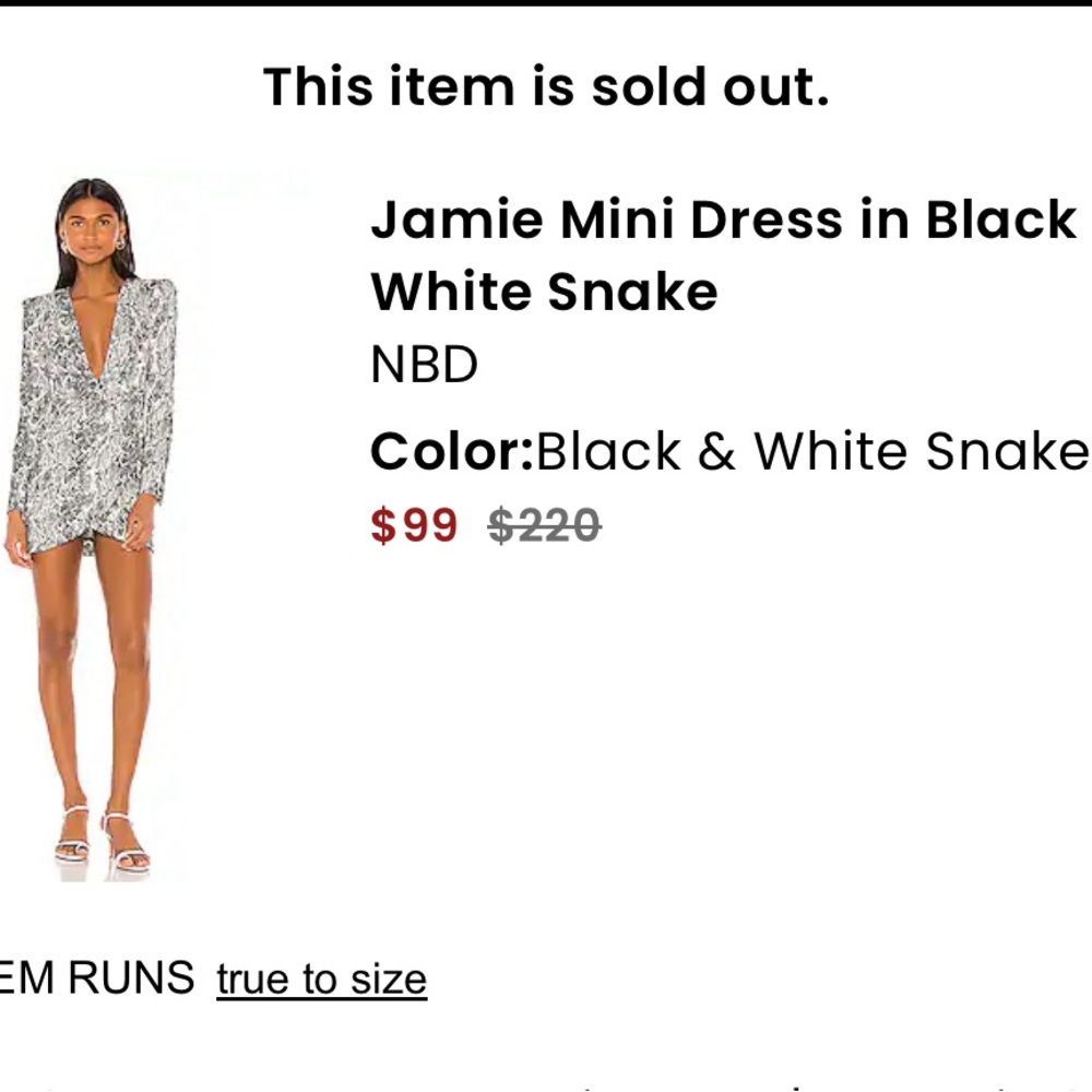 Nwot Revolve $220 Nbd Jamie Python Snake Print Mi… - image 2